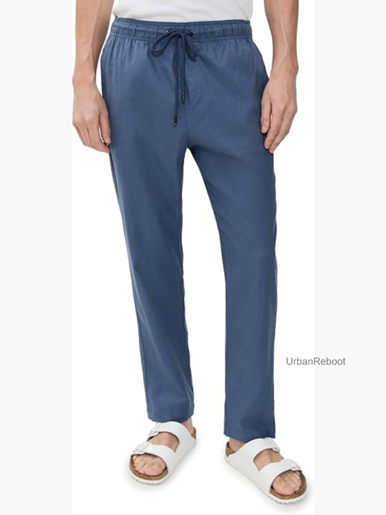 Stretch Linen Pull-On Pants With Drawstring Waist